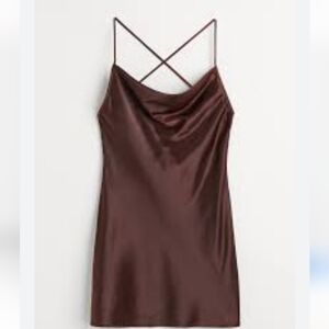 Elegant Brown Satin Slip Dress